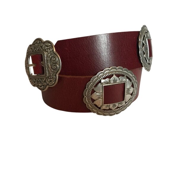 IDYLLWIND M. LAMBERT Womens XL (39-43) Brown Leather Concho Belt main image 9